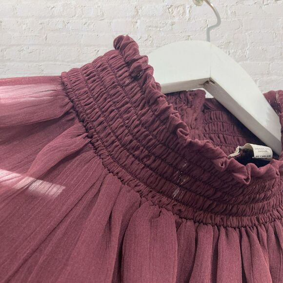 Joie Limited Edition Burgundy Mesh Blouse Size M - Picture 7 of 16